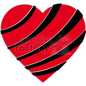 black and red stripped heart