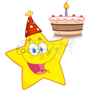 4667-Royalty-Free-RF-Copyright-Safe-Happy-Star-Holding-A-Birthday-Cake