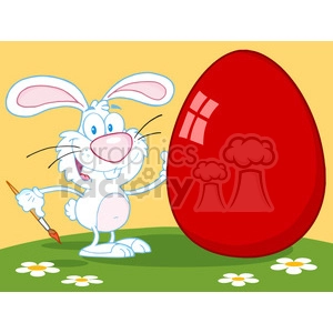 4728-Royalty-Free-RF-Copyright-Safe-Happy-Rabbit-Painting-Red-Easter-Egg