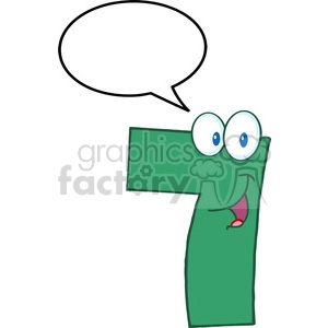 5010-Clipart-Illustration-of-Number-Seven-Cartoon-Mascot-Character-With-Speech-Bubble