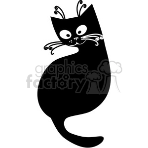 vector clip art illustration of black cat 092