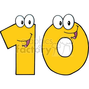 5026-Clipart-Illustration-of-Number-Ten-Cartoon-Mascot-Character