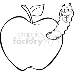 4937-Clipart-Illustration-of-Happy-Worm-In-Apple