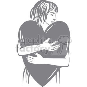 women hugging a heart