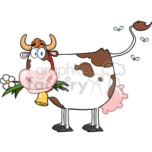 Dairy Cow With Flower In Mouth