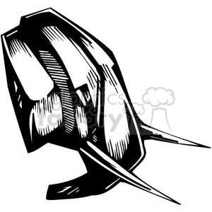 This clipart image features an aggressive wild elephant, depicted in a bold, graphic style. It's designed in a high-contrast, black and white stencil look that would be suitable for various applications, such as a tattoo, T-shirt design, or vinyl decal. The artistic representation could be associated with strength or power, common themes in both tattoo culture and representations of wild African animals.