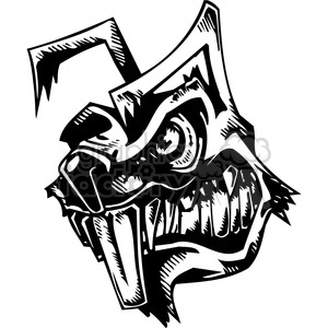 The clipart image depicts a highly stylized, aggressive-looking beaver. The design is bold and graphic, with black and white high-contrast lines that emphasize the creature's ferocity. It features sharp teeth, an intense gaze, and dynamic, exaggerated features that give it a wild and potentially menacing appearance. This image could be suitable for use as a vinyl-ready graphic or a tattoo design.