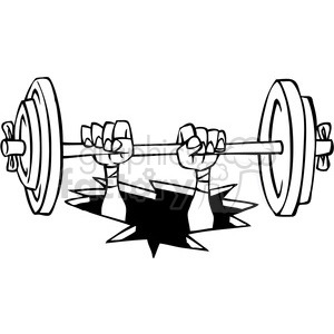 black and white cartoon weight lifter