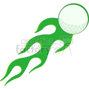 5693 Royalty Free Clip Art Flaming Golf Ball In Green