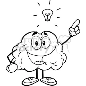 5999 Royalty Free Clip Art Happy Brain Character With A Big Idea
