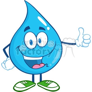 6227 Royalty Free Clip Art Happy Water Drop Character Giving A Thumb Up