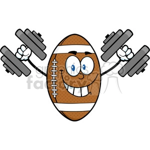 6575 Royalty Free Clip Art Smiling American Football Ball Cartoon Mascot Character Training With Dumbbells