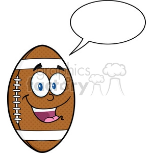 6561 Royalty Free Clip Art American Football Ball Cartoon Mascot Character With Speech Bubble