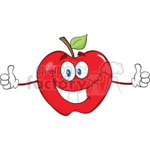 6536 Royalty Free Clip Art Apple Cartoon Mascot Character Giving A Thumb Up