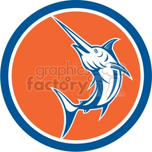 swordfish right view in circle shape