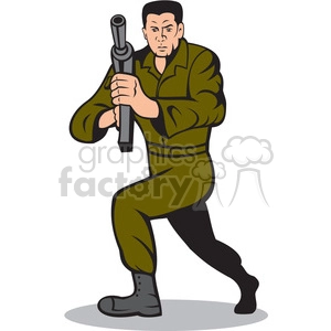 man with gun shooting front