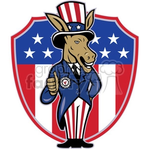 political donkey democrat thumb up shield logo