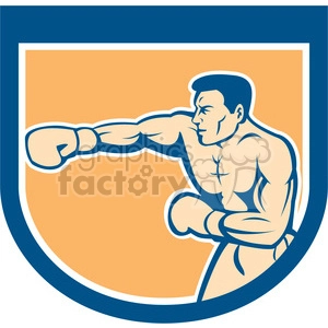 boxer punching side in shield shape
