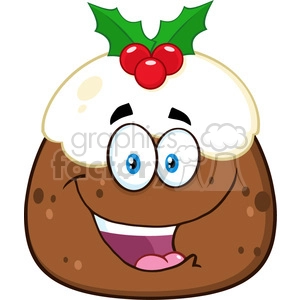 royalty free rf clipart illustration happy christmas pudding cartoon character vector illustration isolated on white