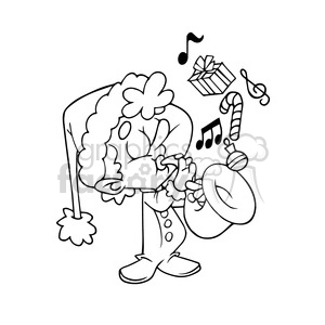 kid playing saxophone cartoon black white