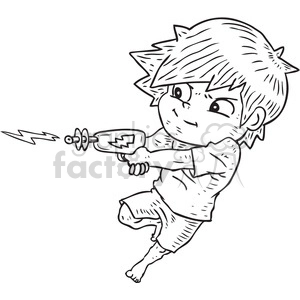 boy shooting ray gun vector illustration
