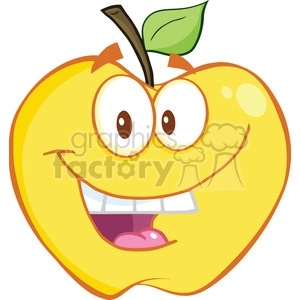 Royalty Free RF Clipart Illustration Smiling Yellow Apple Cartoon Mascot Character