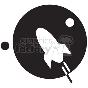 rocket flying in space vector icon