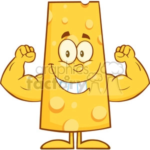 8508 Royalty Free RF Clipart Illustration Smiling Cheese Cartoon Character Flexing Vector Illustration Isolated On White