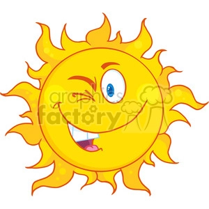 Royalty Free RF Clipart Illustration Winked Sun Cartoon Mascot Character