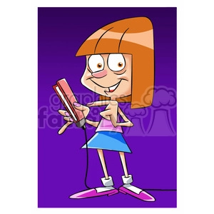 reida a red hair cartoon character holding a hair straightener