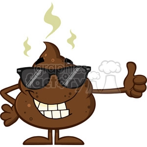 royalty free rf clipart illustration smiling poop cartoon mascot character with sunglasses giving a thumb up vector illustration isolated on white backgrond