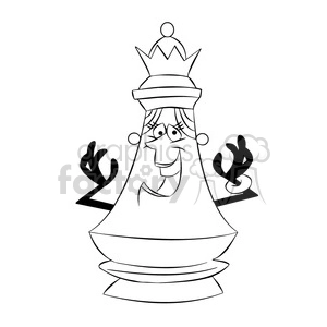 cartoon chess piece character queen black white