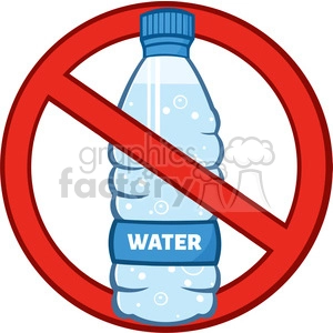 royalty free rf clipart illustration restricted symbol over a water plastic bottle cartoon illustratoion vector illustration isolated on white