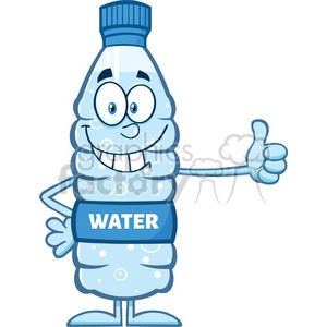 royalty free rf clipart illustration smiling water plastic bottle cartoon mascot character giving a thumb up vector illustration isolated on white