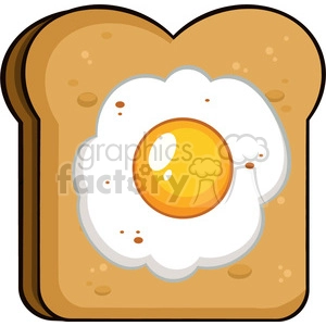 illustration cartoon toast bread slice with egg vector illustration isolated on white background