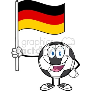 happy soccer ball cartoon mascot character holding a flag of germany vector illustration isolated on white background