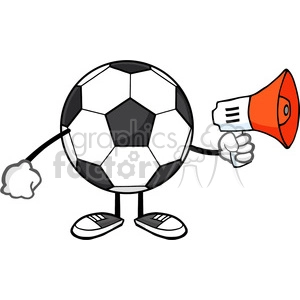 soccer ball faceless cartoon mascot character using a megaphone vector illustration isolated on white background