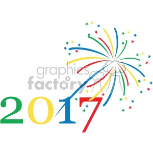 2017 typography fireworks celebration vector art