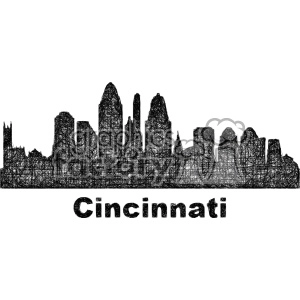 black and white city skyline vector clipart USA Cincinnati