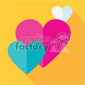 three hearts flat design vector icon art