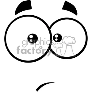 10920 Royalty Free RF Clipart Black And White Surprisingly Cartoon Funny Face With Expression Vector Illustration