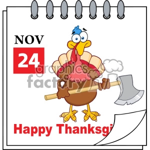 Cartoon Calendar Page Turkey With Axe Vector