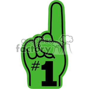 green with black number one hand vector clip art