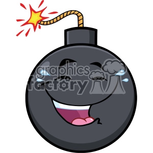 10832 Royalty Free RF Clipart Happy Bomb Face Cartoon Mascot Character With Smiling Expressions Vector Illustration