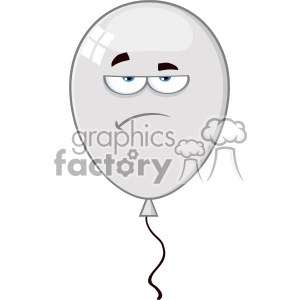 10764 Royalty Free RF Clipart Grumpy Gray Balloon Cartoon Mascot Character Vector Illustration