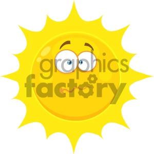 Royalty Free RF Clipart Illustration Nervous Yellow Sun Cartoon Emoji Face Character With Confused Expression Vector Illustration Isolated On White Background