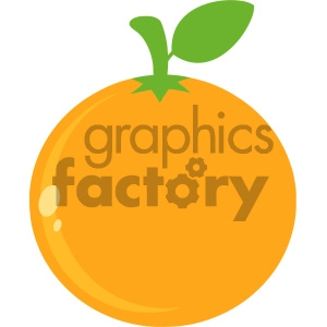 Royalty Free RF Clipart Illustration Orange Fresh Fruit With Green Leaf Simple Icon Flat Design Vector Illustration Isolated On White Background