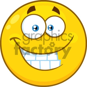 Royalty Free RF Clipart Illustration Funny Yellow Cartoon Smiley Face Character With Smiling Expression And Protruding Tongue Vector Illustration Isolated On White Background