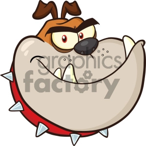 Clipart Illustration Angry Bulldog Dog Head Cartoon Mascot Character Brown Color Vector Illustration Isolated On White Background