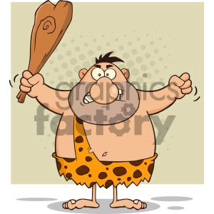 Angry Caveman Cartoon Character Holding A Club Vector Illustration Isolated On White Background 1